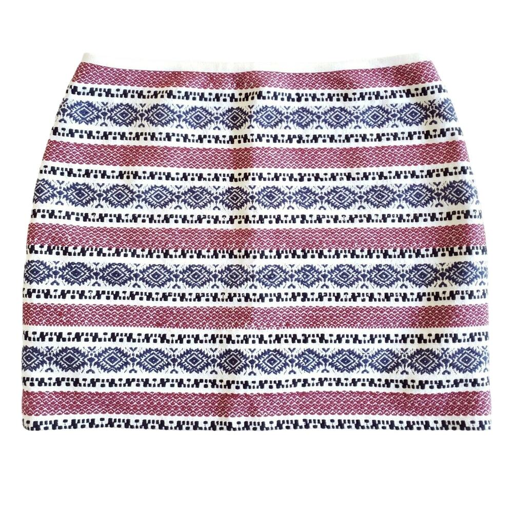 MADEWELL jacquard textured mini pencil skirt in Aztec eyelet white Size 12 NEW